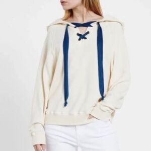 THE GREAT. The Lace Up Terry Cloth Sweatshirt - 'As Is' - 0/XS